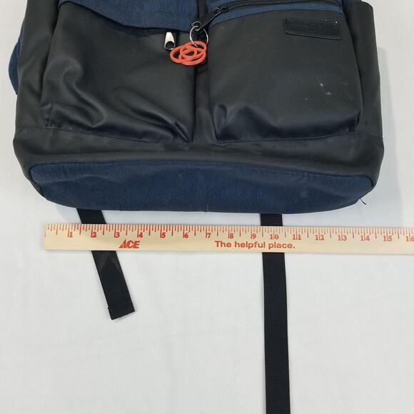 Duchamp London Backpack Navy Blue Black Two Tone Daypack Rucksack Zip Pockets - Picture 8 of 9